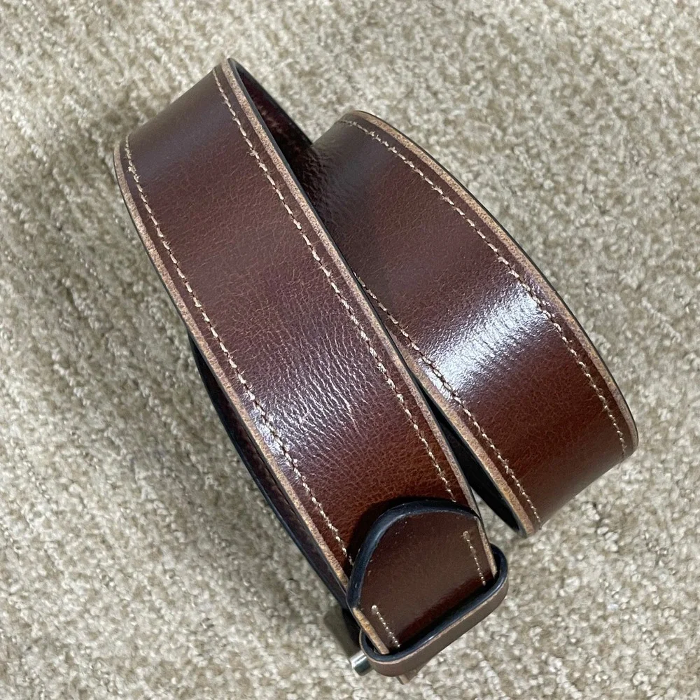Lucky Brand Leather Belt Mens 42 Brown BKM00008‎ Contrast Stitch Rugged Casual